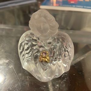 Fenton  Art Glass Crystal Guardian Angel with satin head &  Amethyst stone
